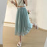 HELLO FASHION Mid Length Tulle Satin Skirts